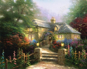 landscape house ploughman Painting - Hollyhock House Thomas Kinkade
